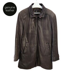MILESTONE Brown Leather Shearling Collar Jacket Coat - size EU 50 US 40/ large)